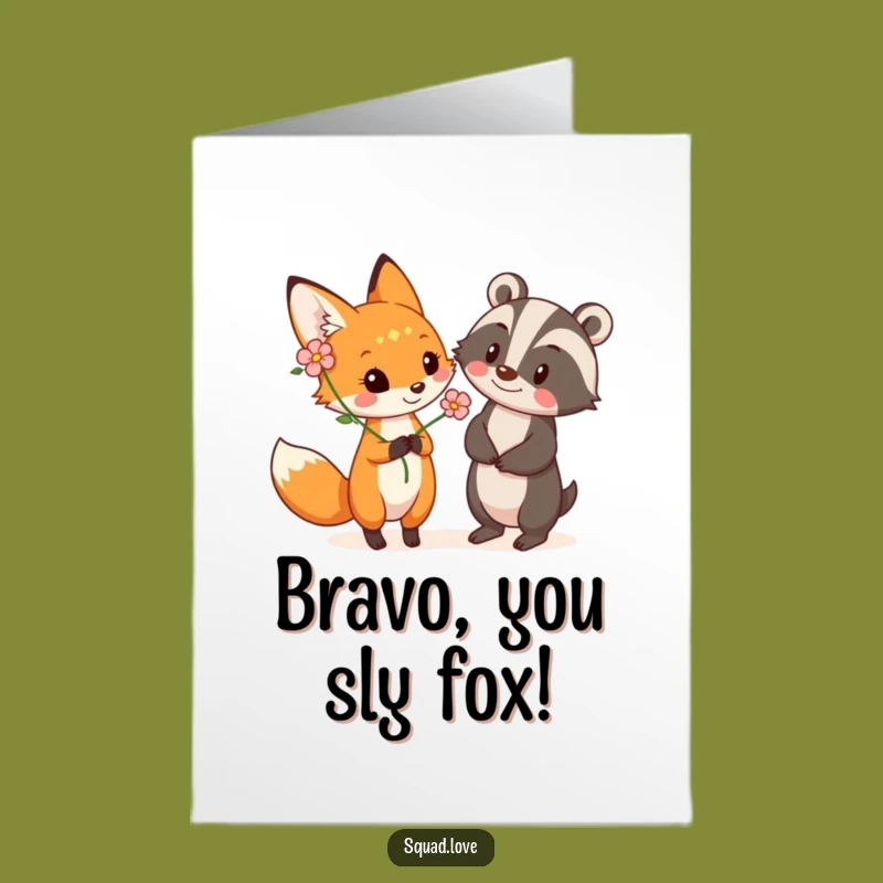 Free Printable Fox & Badger Congrats Card - Charming Downloadable Art for Any Win
