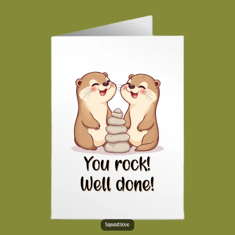 Free Printable Otter Congrats Card: Laughing Pals Stones Downloadable Gift