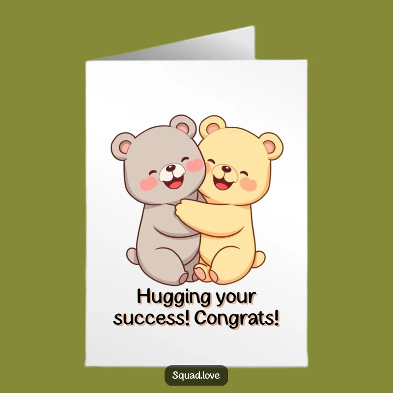 Free Printable Kawaii Bears Congratulations Card - Joyful Downloadable