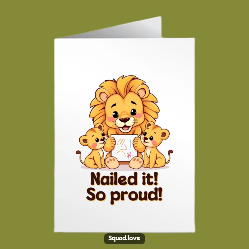 Free Printable Lion Congrats Card: Proud Dad Art Downloadable Gift