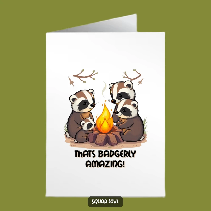 Free Printable Badger Congrats Card: Campfire Family Glow Downloadable Gift