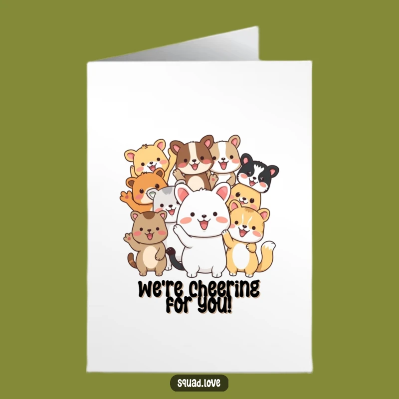 Free Printable Congrats Card: Cheerful Animal Friends Wave Downloadable Gift