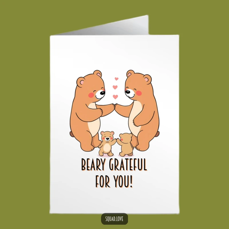 Free Printable Bear Family Thank You Card - Dancing Bears Downloadable