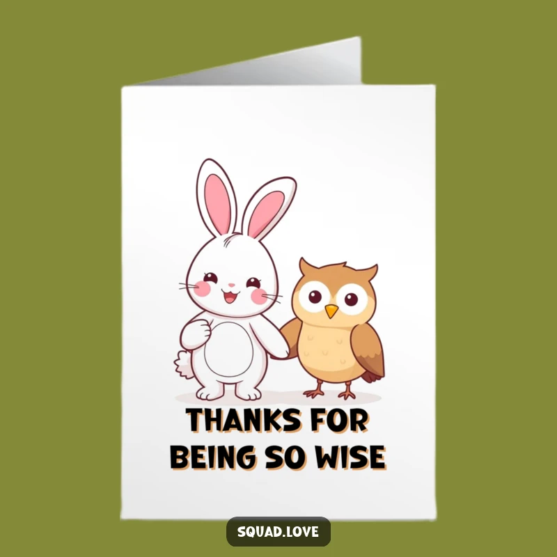 Free Printable Bunny & Owl Thank You Card: Cute Pals