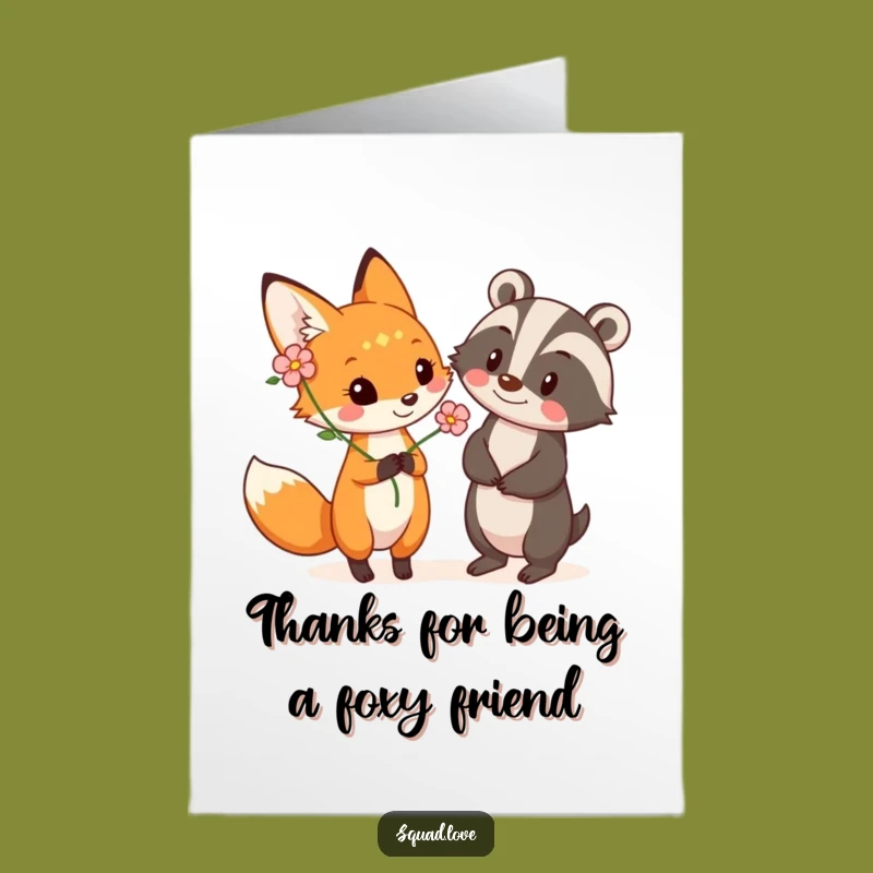 Free Printable Fox & Badger Thank You Card - Thoughtful Downloadable Art Gift