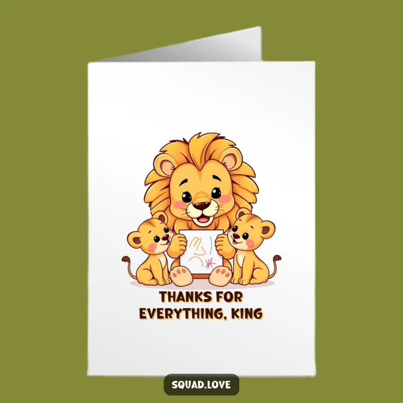 Free Printable Lion Thank You Card: Proud Dad Art Downloadable Gift