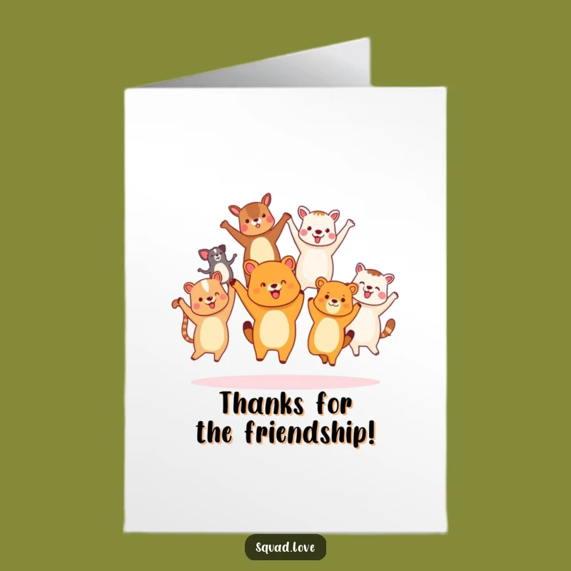 Free Printable Thank You Card: Animal Friends Together - Funny Downloadable Gift!