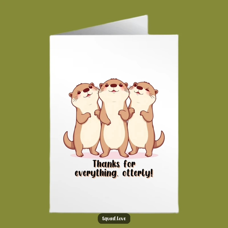Free Printable Thank You Card: Glee-ful Otter Dance Expresses Thanks Downloadable Gift