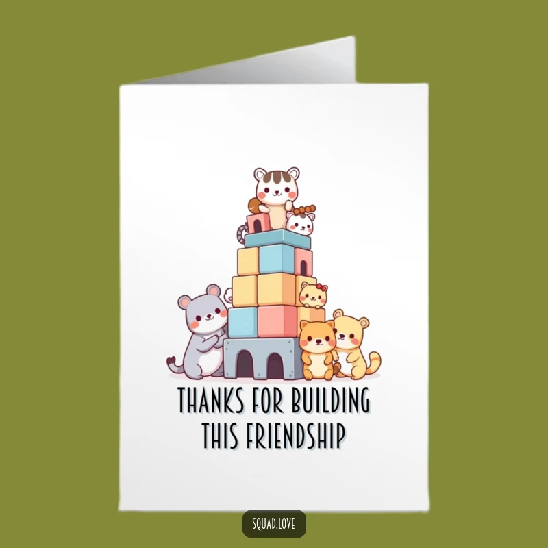 Free Printable Thank You Card: Kawaii Animal Tower, Cheerful DIY Gift Idea!
