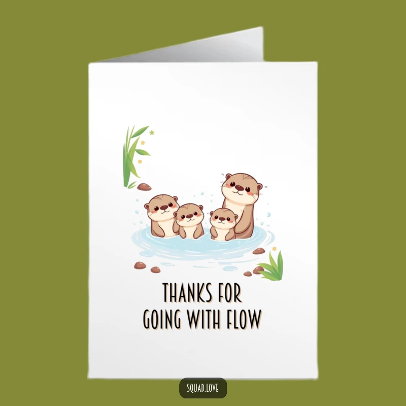 Free Printable Thank You Card: Kawaii Otters Splash, Fun DIY Gift!