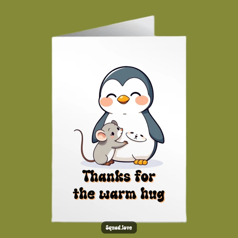 Free Printable Thank You Card: Penguin Hugs Mouse, Sweet DIY Gift!