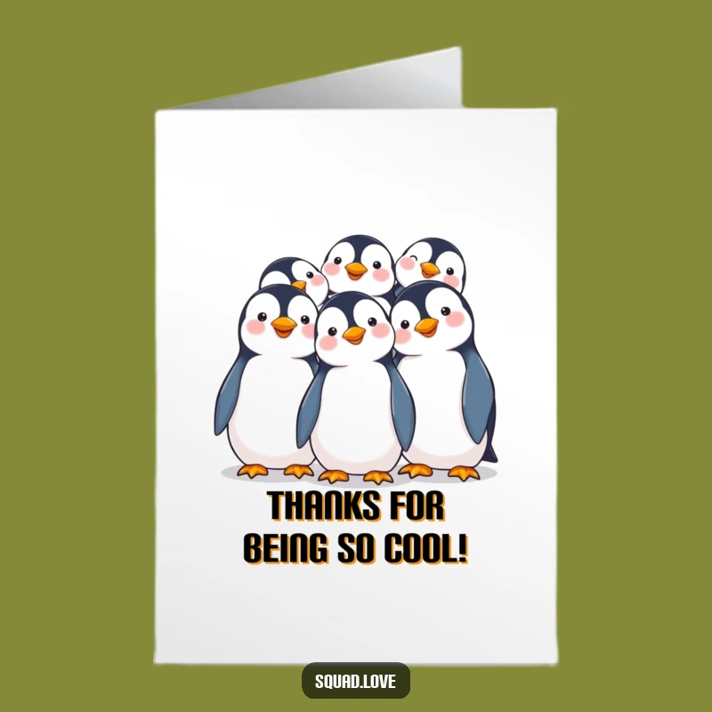Free Printable Thank You Card: Penguins Huddling, Joyful Funny Downloadable Gift