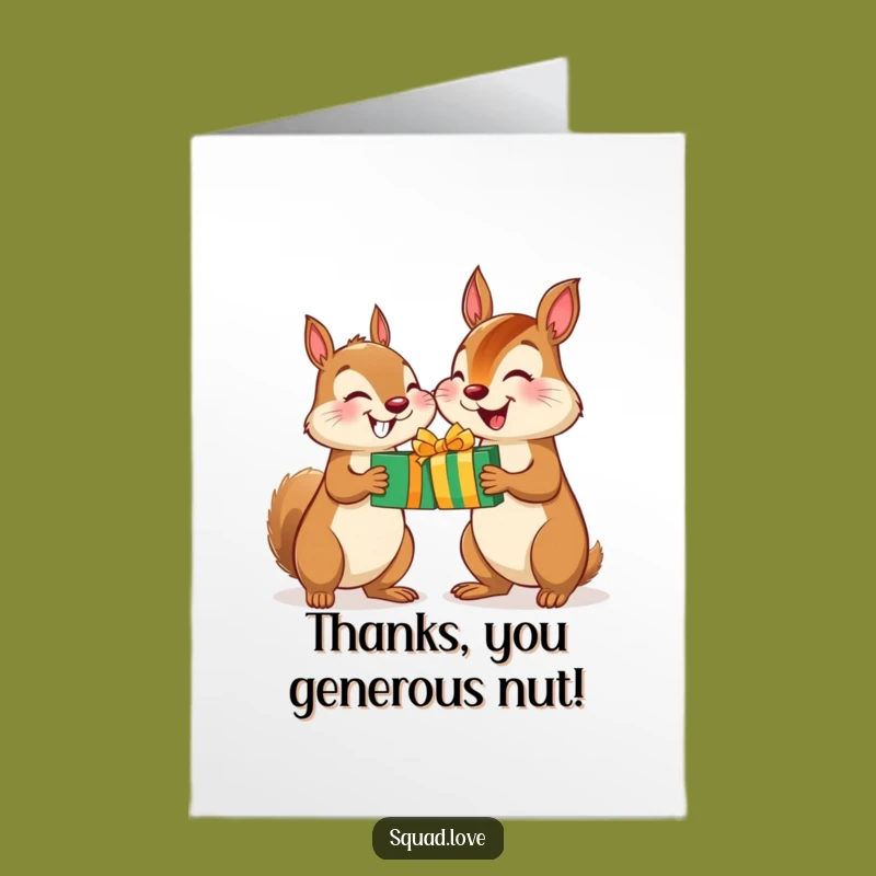 Free Printable Thank You Card: Squirrel Chipmunk Gift Exchange Funny Downloadable