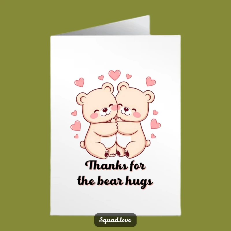 Free Printable Thank You: Cheerful Bears Hugging, Funny Downloadable Gift
