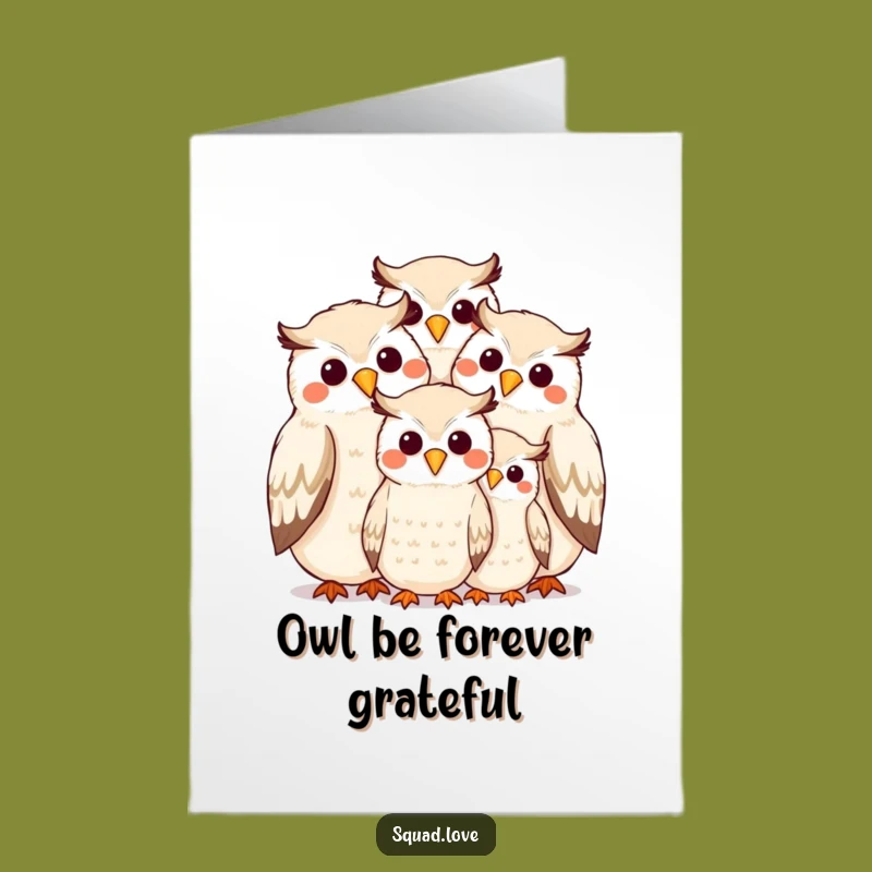Free Printable Owl Family Thank You Card - Funny Downloadable Gift for Expressing Gratitude