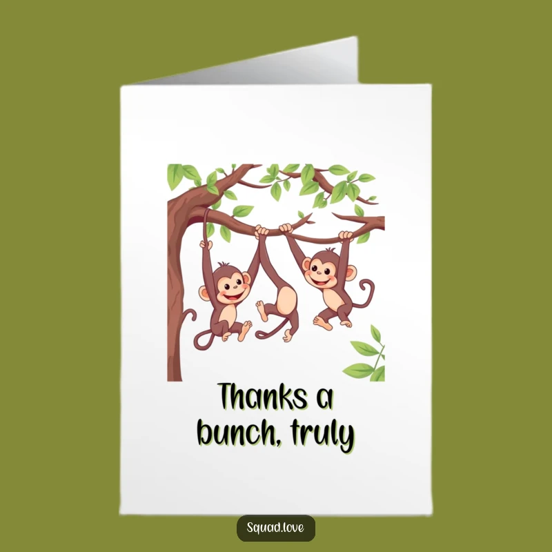 Free Printable Thank You Card: Playful Monkeys - Funny Downloadable Gift!