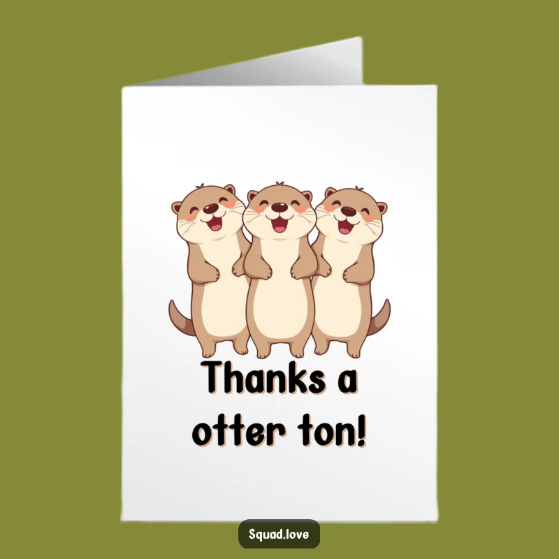 Free Printable Otter Thank You Card: Cheerful Otters Express Gratitude with Linked Arms