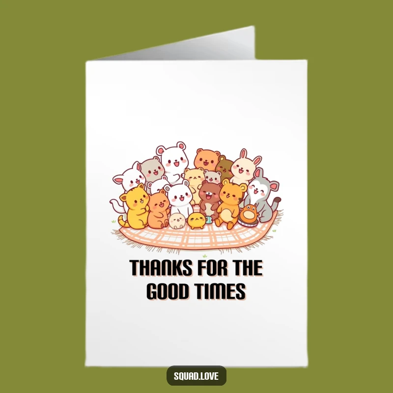 Free Printable Kawaii Animals Thank You Card - Cheerful Downloadable