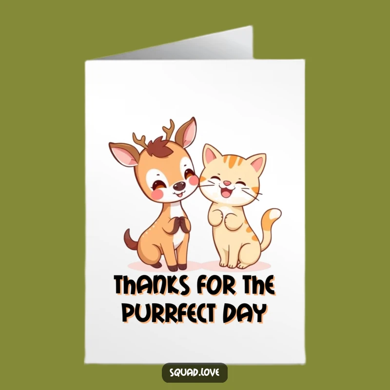 Free Printable Thank You Card: Deer & Cat Secret Chat, Cute