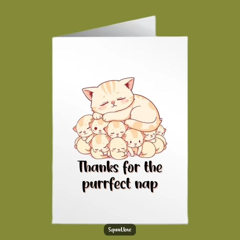 Free Printable Thank You Card: Contented Cat Nap - Funny Downloadable Gift!