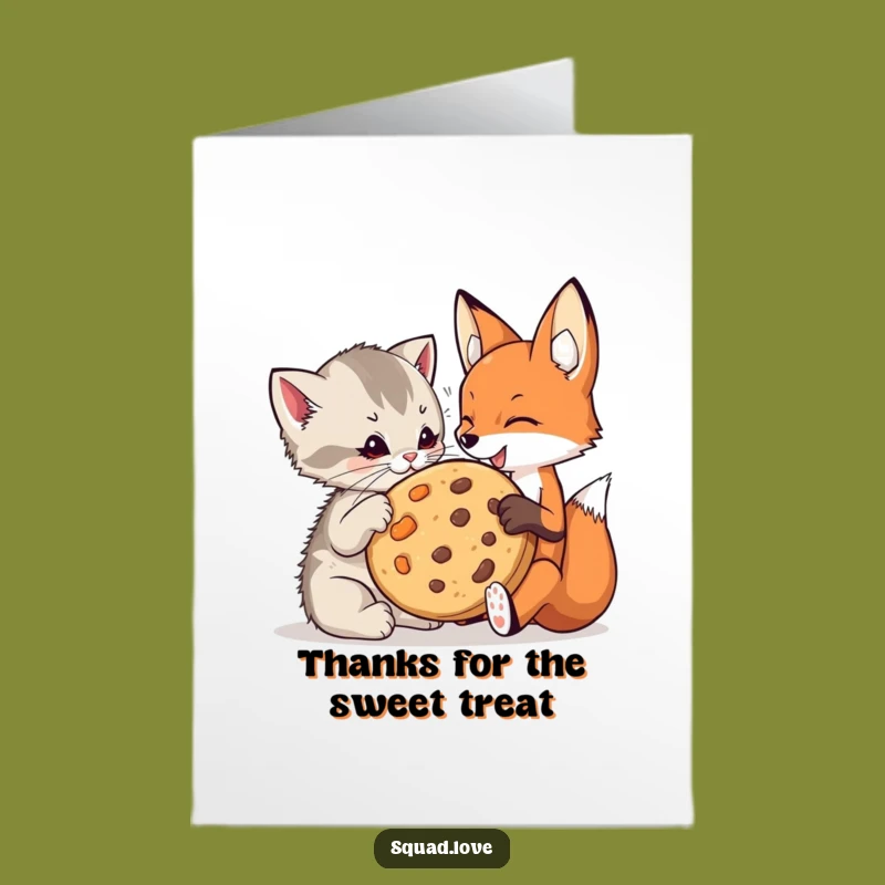 Free Printable Kitten & Fox Cookie Thank You Card - Sweet Downloadable Gift