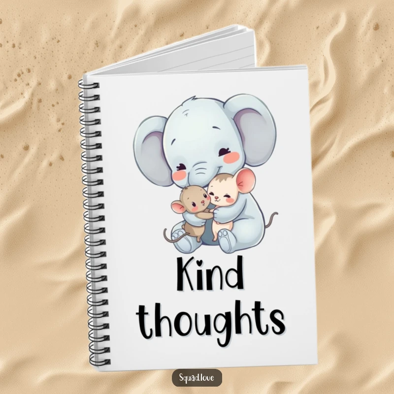 Funny Elephant and Mouse Notebook: A gentle elephant hugs a tiny mouse, perfect for writing down kind thoughts.