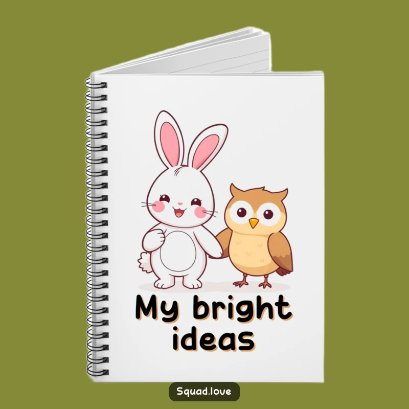 Funny Kawaii Bunny & Owl Notebook - Journal Pals, Creative Funny Gift