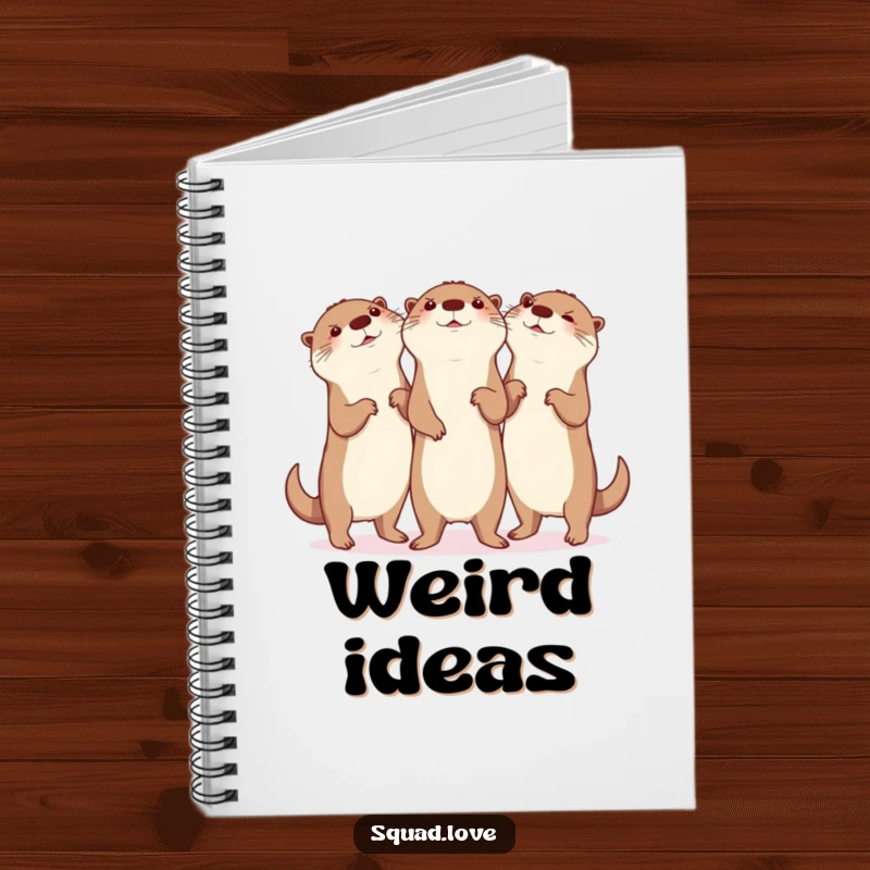 Funny otter dance notebook, featuring three otters in a synchronized silly dance, full of glee; ideal for writing and drawing.