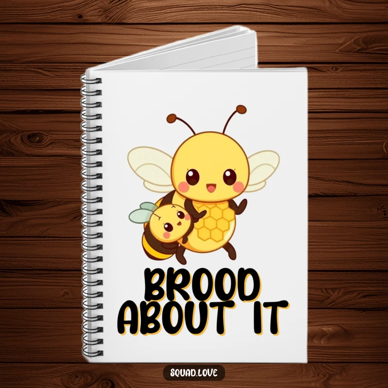 Funny notebook cover with a proud parent bee showing a smaller bee a honeycomb, ideal for jotting notes with a touch of family humor.