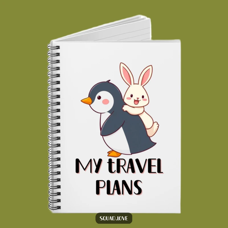 Funny Penguin & Rabbit Piggyback Notebook, Cute Stationery Gift Idea