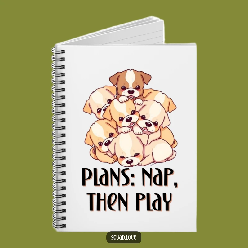 Funny Puppy Pile Notebook - Tumbling Dogs for Notes - Perfect Gift