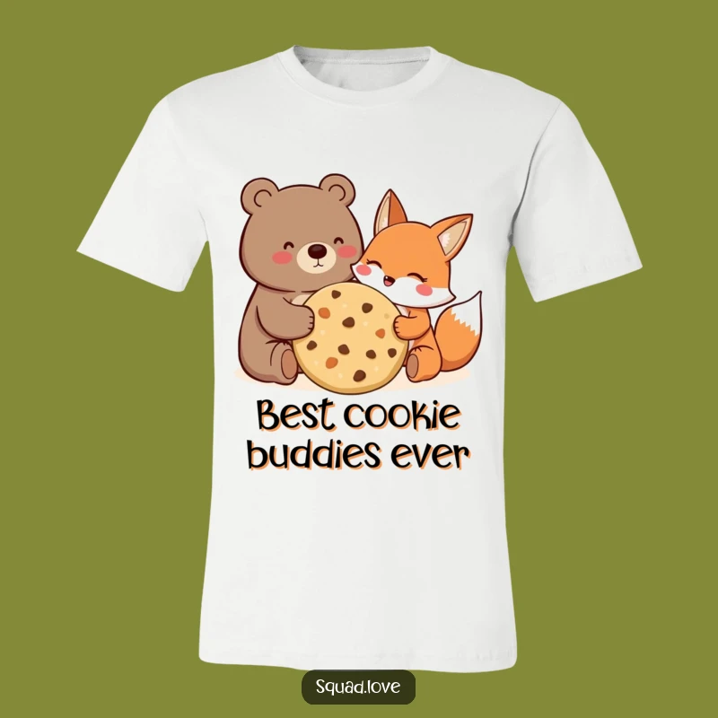 Funny Bear Fox Cookie T-Shirt: Joyful Friends Sharing - Awesome Gift