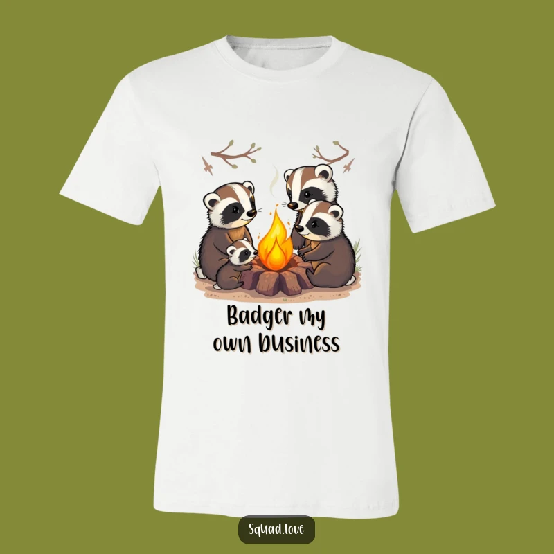 Funny Badger Family T-Shirt: Embrace the Cozy Campfire Spirit
