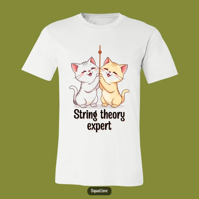Funny Cat String Play T-Shirt - Whimsical Gift for Feline Fans