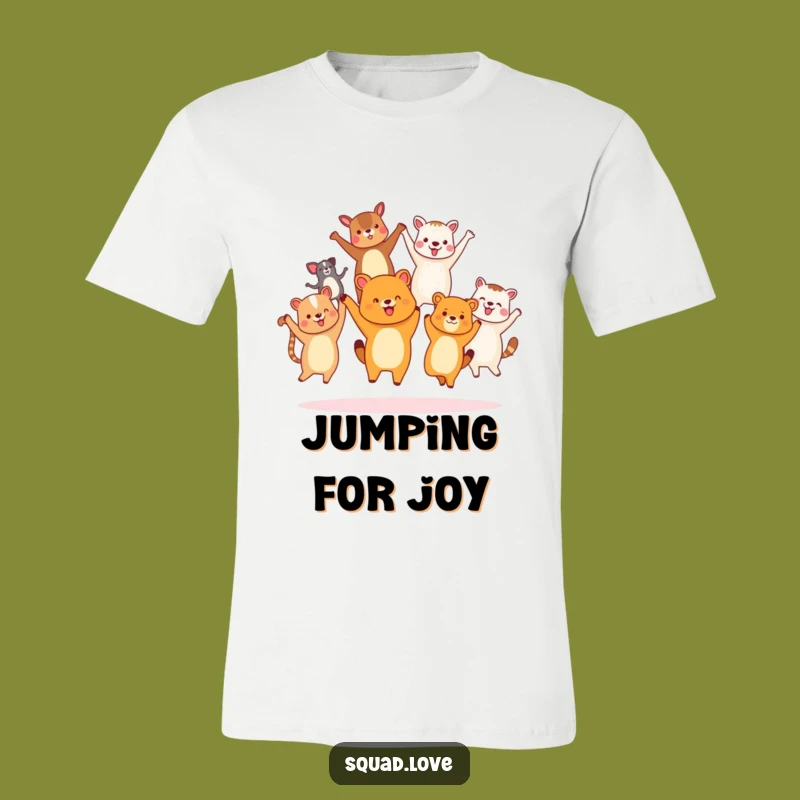 Funny Animal Friends Jumping T-Shirt - Joyful & Inclusive Group Gift