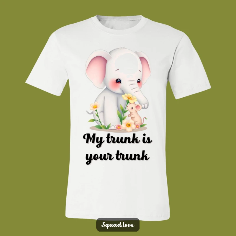 Funny Elephant Mouse Flower TShirt - Cute Animal Friendship Tee