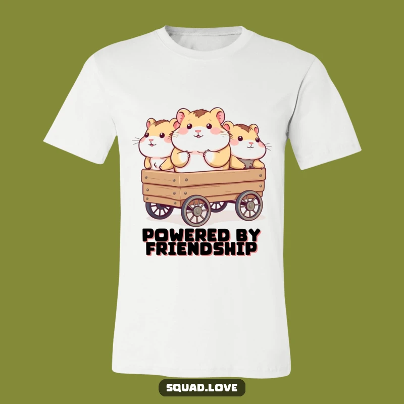 Funny Hamster Wagon Ride TShirt - Cute Friendship Tee