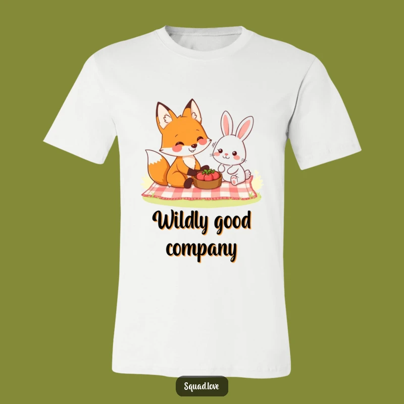 Funny Woodland Picnic T-Shirt: Wear Your Fox and Rabbit Friendship