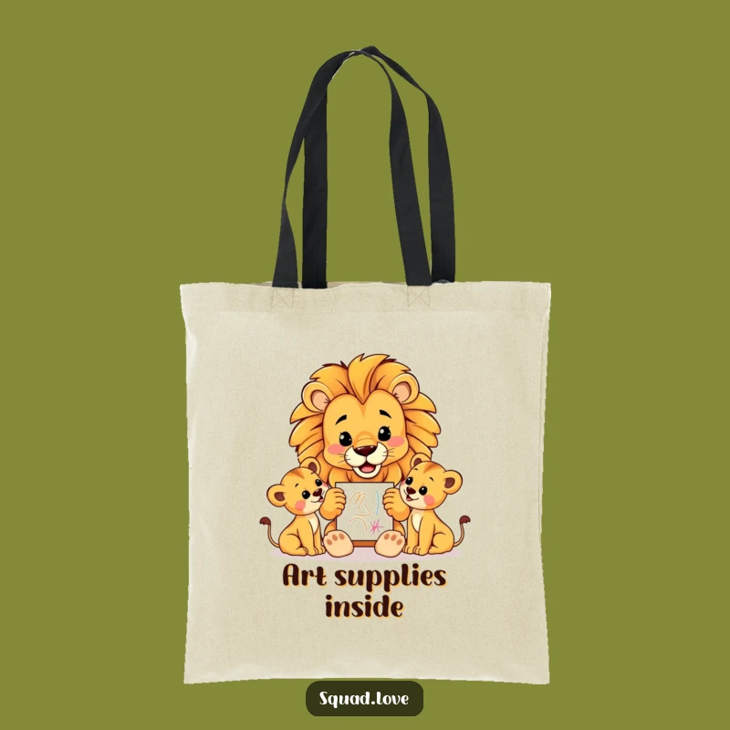 Funny Lion Dad Tote Bag: Carry Your Cub's Art with Pride