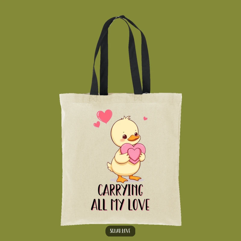 Funny Duckling Heart Tote Bag: Adorable Baby Duck Accessory, A Sweet Funny Gift for Everyday