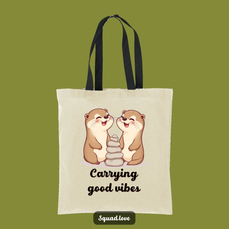 Funny Otter Pals Tote Bag: Carry Your Laughs & Balance Your Life