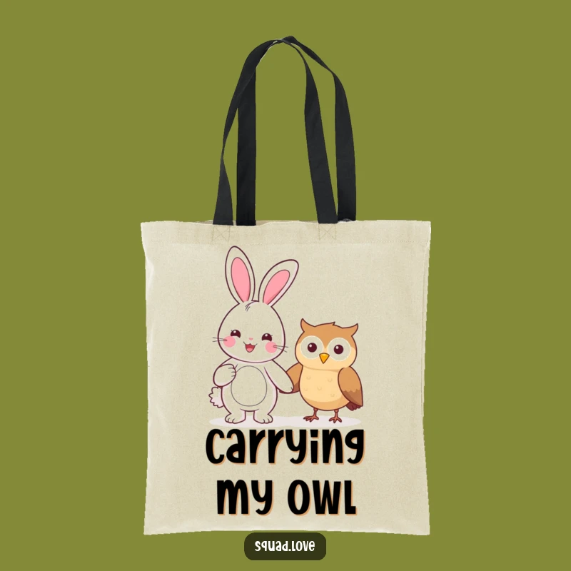 Funny Kawaii Bunny & Owl Tote Bag - Quirky Style, Practical Funny Gift