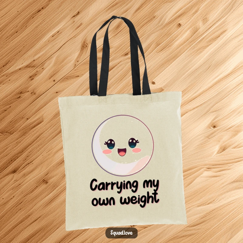Funny tote bag featuring a classic sports ball design, making it a practical and humorous accessory.