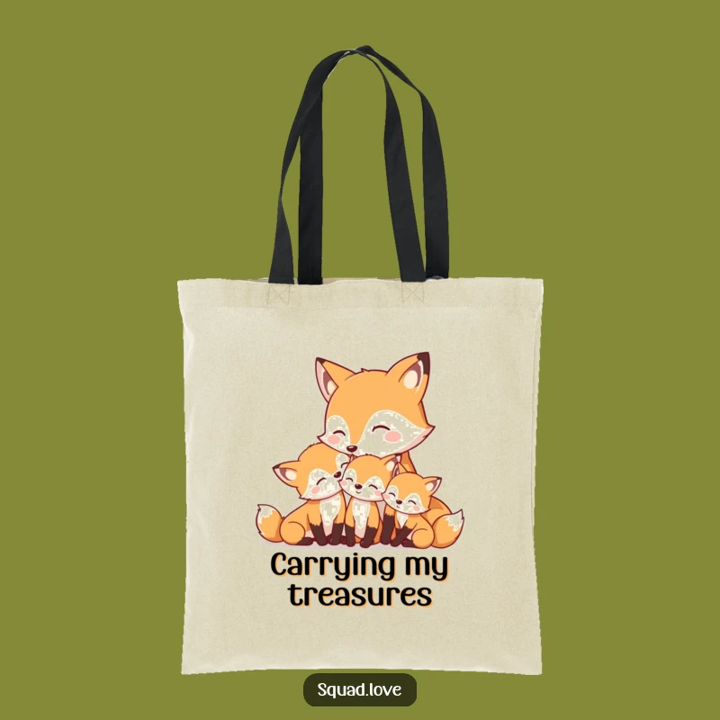 Funny Mother Fox & Kits Tote Bag: Carry Love & Smiles, Perfect Gift