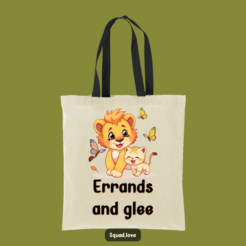 Funny Lion Cub & Kitten Tote Bag - Carry Your Playfulness Everywhere