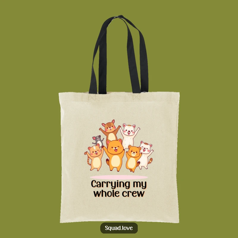 Funny Animal Friends Jumping Tote Bag - Joyful & Inclusive Carry-All
