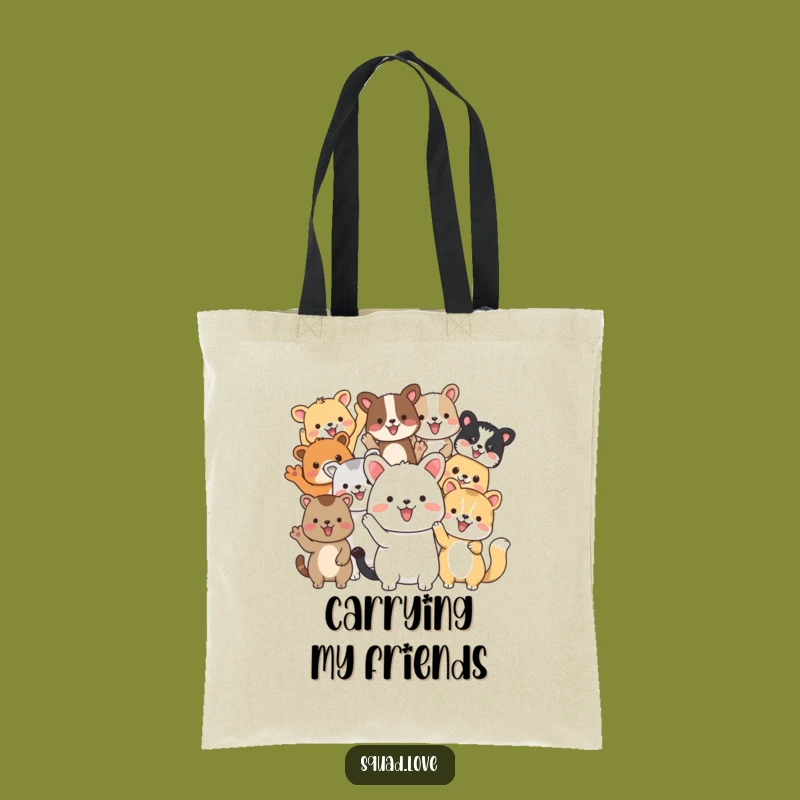 Funny Animal Friends Wave Tote Bag: Carry Your Cheer!