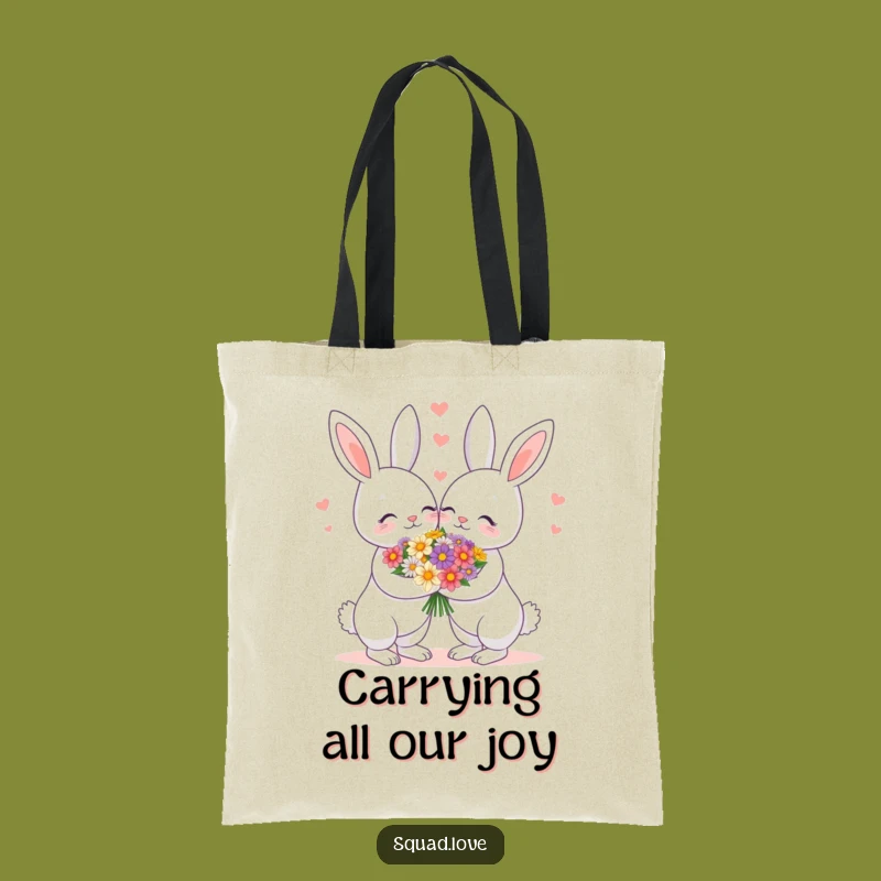 Funny Bunny Couple Tote Bag - Adorable Romance, Practical Funny Gift