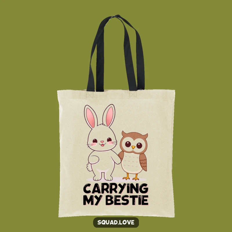 Funny Kawaii Bunny & Owl Tote Bag - Stylish & Humorous Accessory