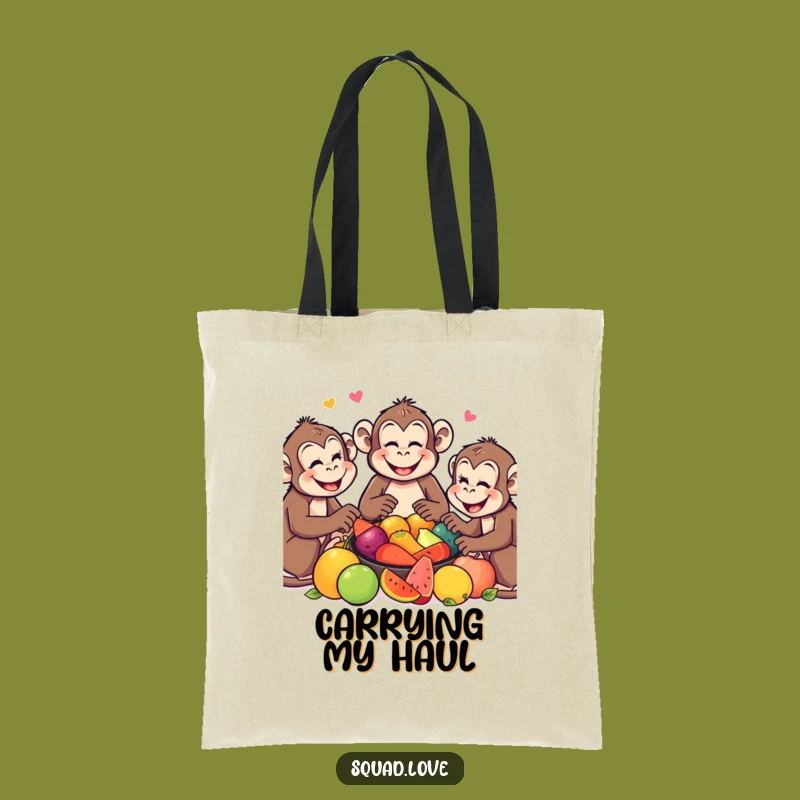 Funny Monkey Feast Tote Bag: Carry Your Bounty, Hilarious Gift for Organizers